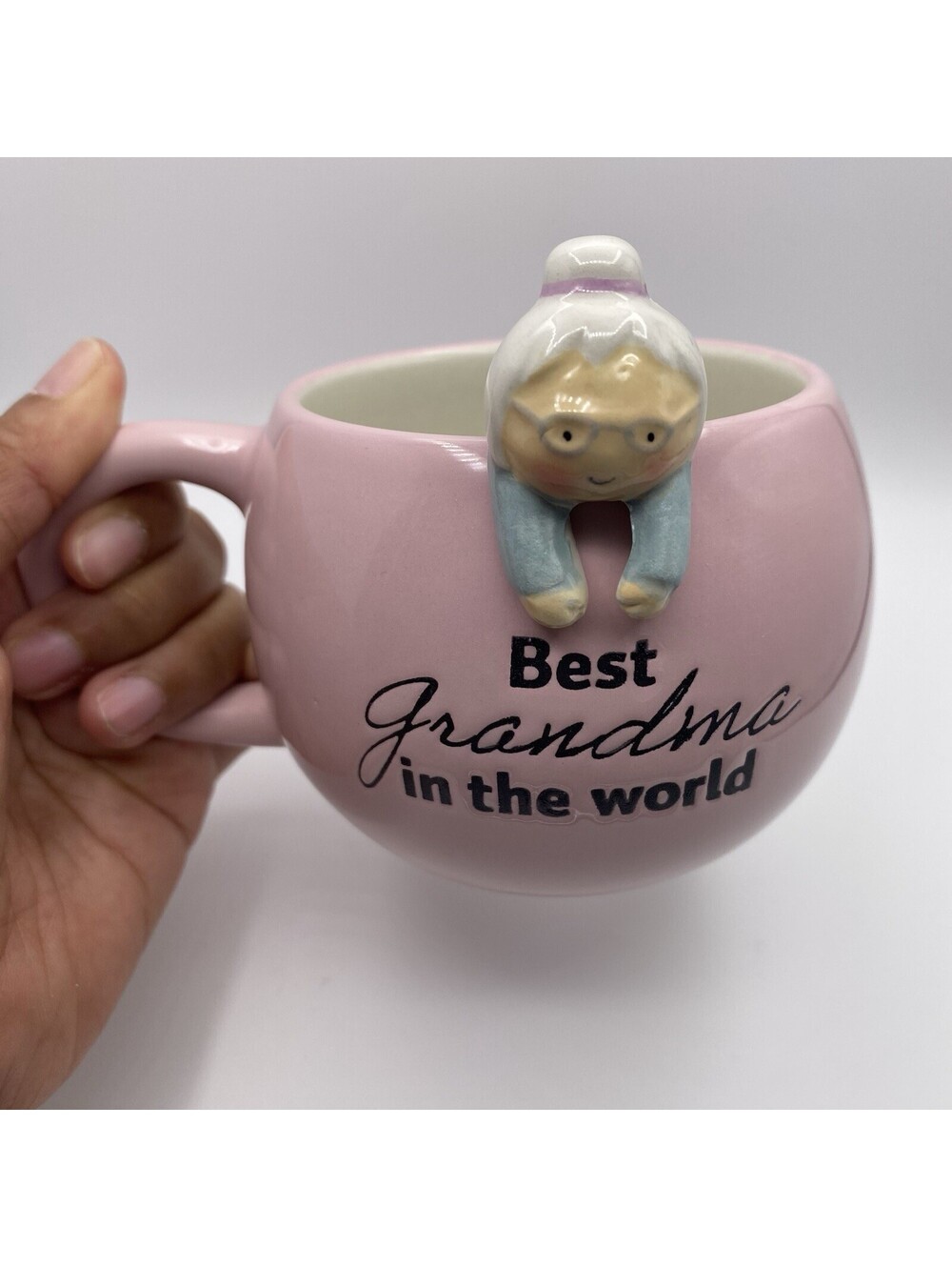 Best Grandma in the World Coffee Mug Ceramic Winkee 12oz Gift Idea Rose Pink